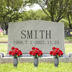 Bocola cemetery vase UV-resistant plastic withstands harsh outdoor conditions.