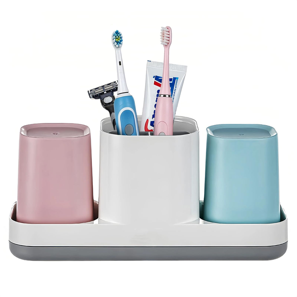 Boershun toothbrush holder bathroom pink and blue keeps counter tidy.