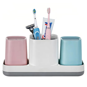 Boershun toothbrush holder bathroom pink and blue keeps counter tidy.