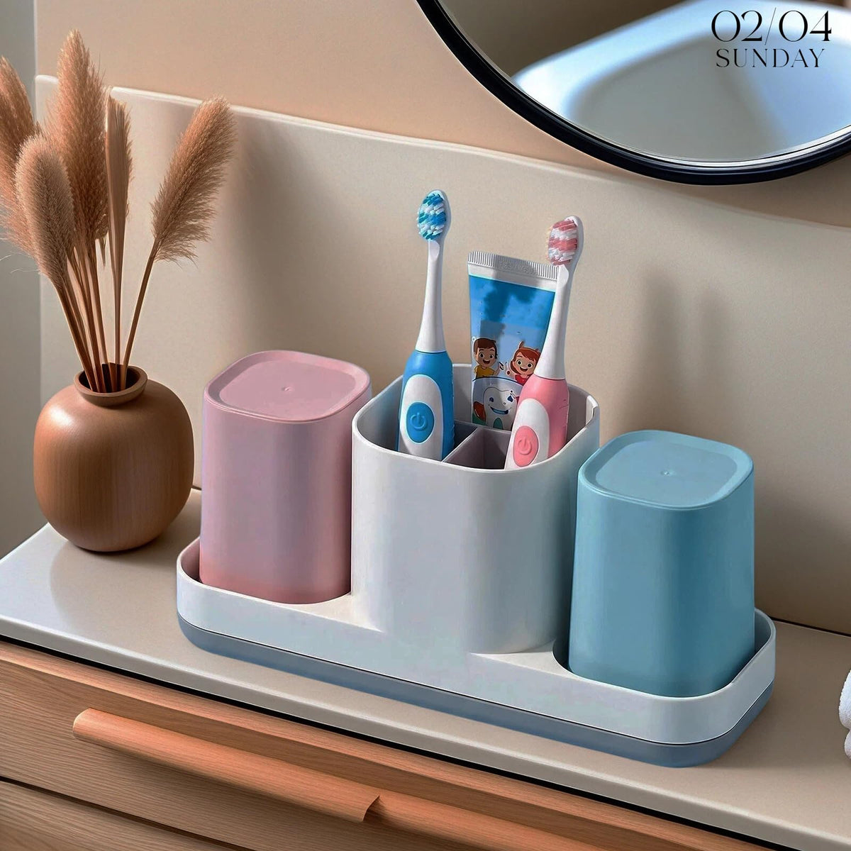 Boershun two-color bathroom cups stay dry with draining design.