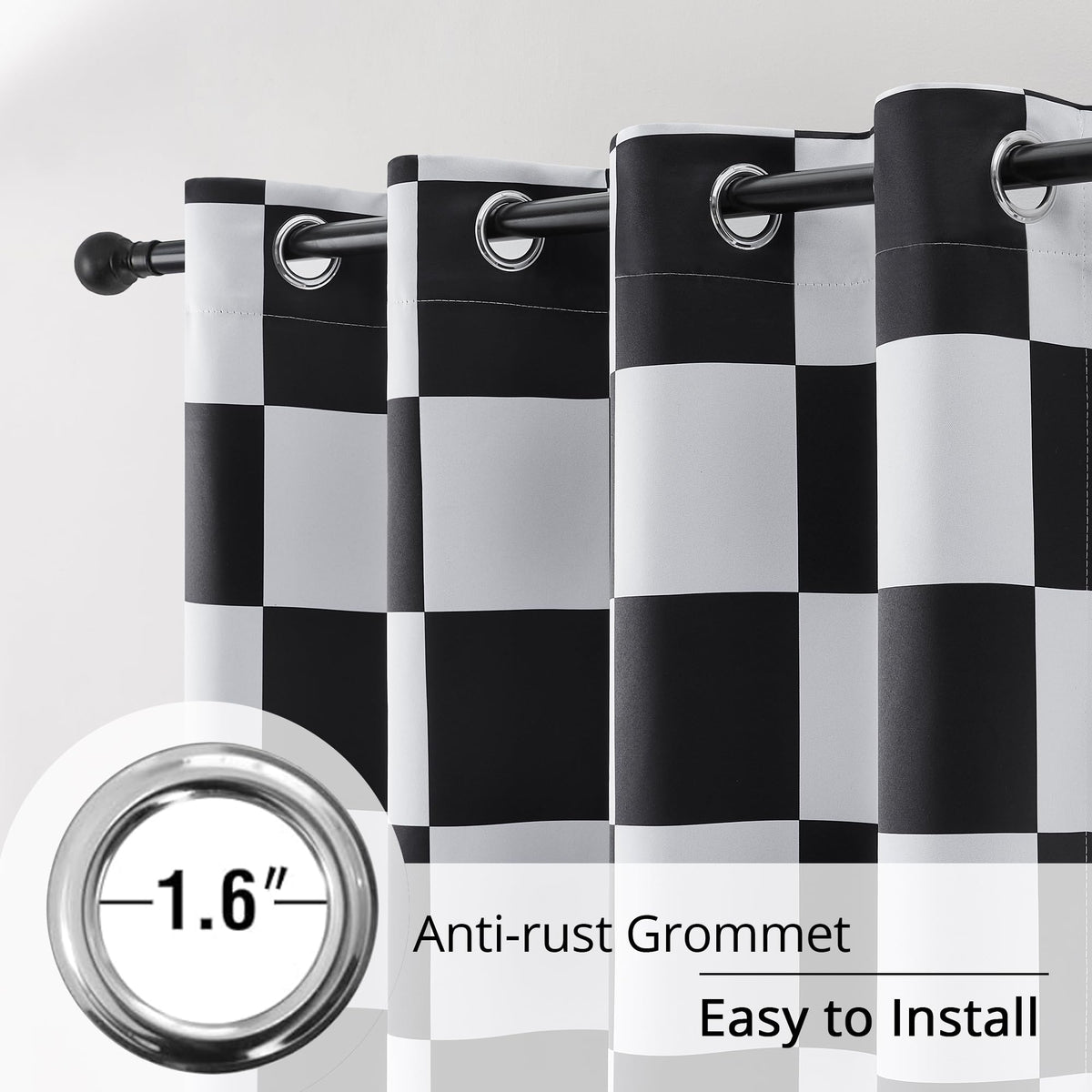 BOHOMOCASA checkered pattern detail highlighting timeless black and white contrast.
