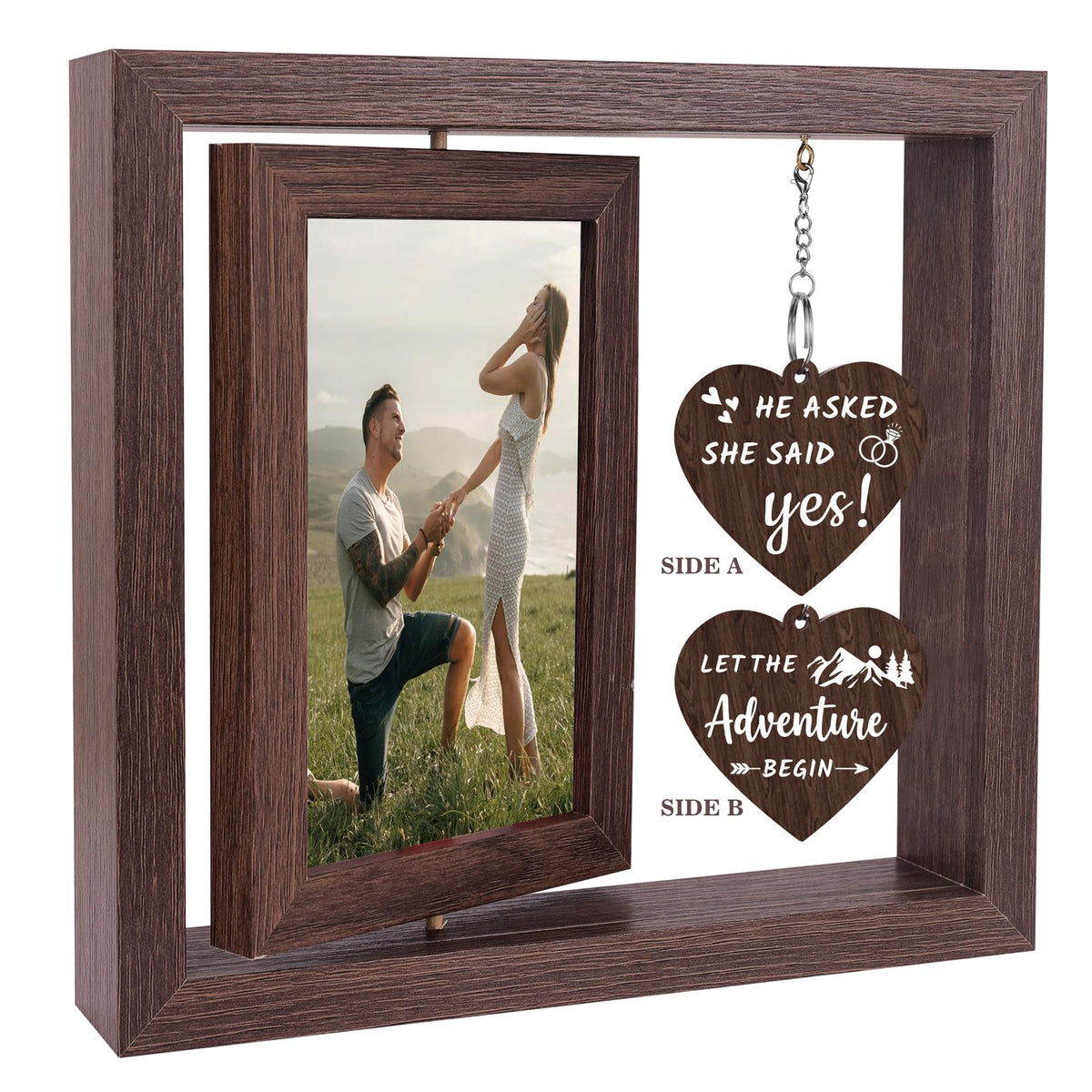 Boiveco frame with rotating two-photo display for engagement memories.