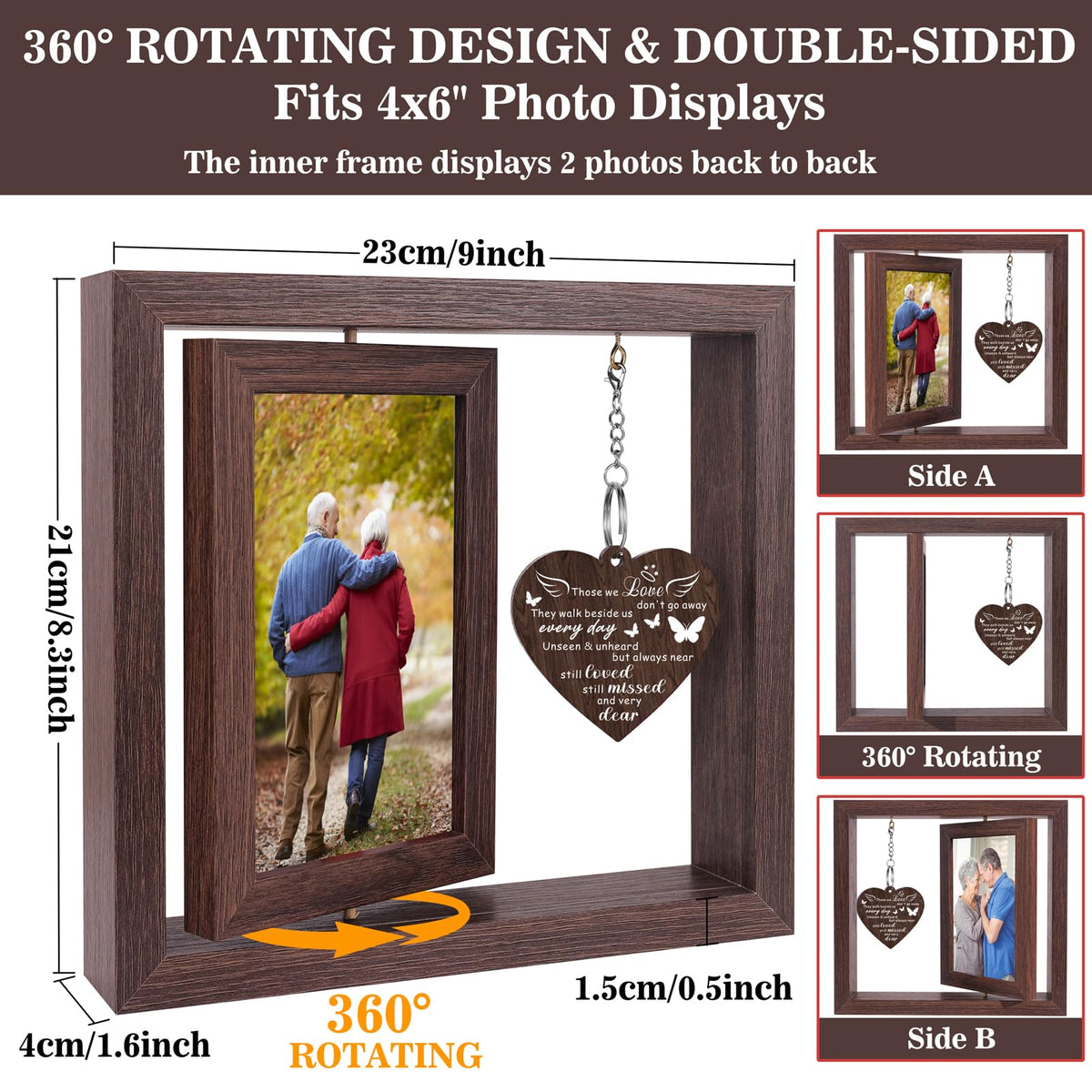 Boiveco wood texture memorial frame with vintage finish