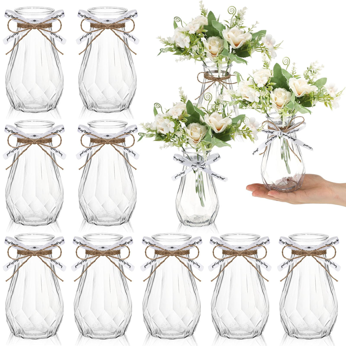 Bokon bulk bud vase 12-pack in clear plastic for centerpieces