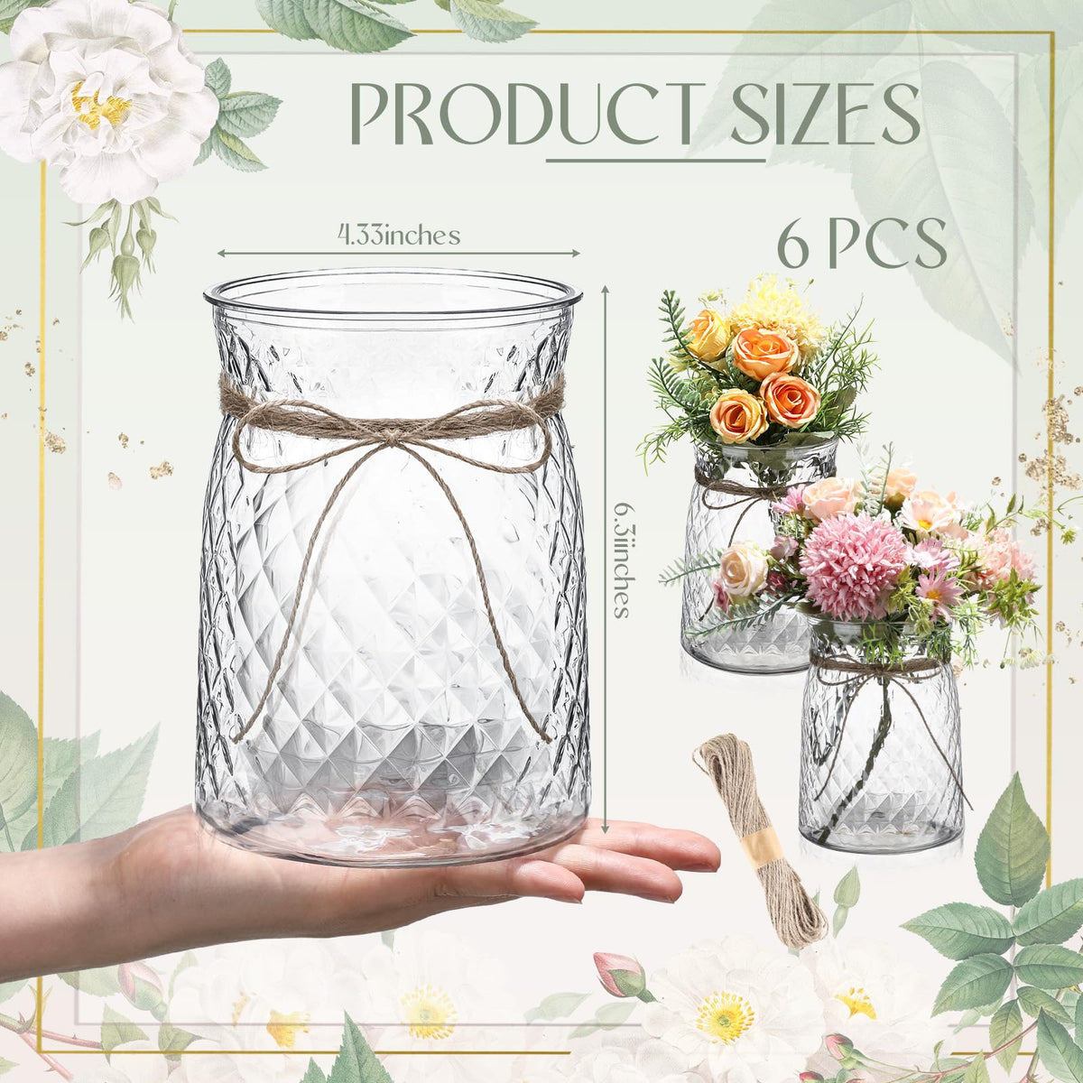 Bokon clear bud vases 6-pack ideal for fresh or artificial flowers.