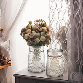 Bokon rope accent vases add rustic vibe to events and dining.
