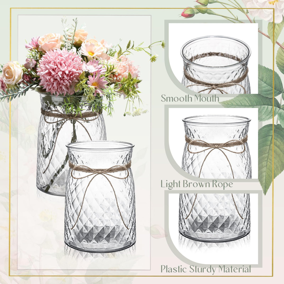Bokon rope-design vases set for wedding decor with added texture and charm.
