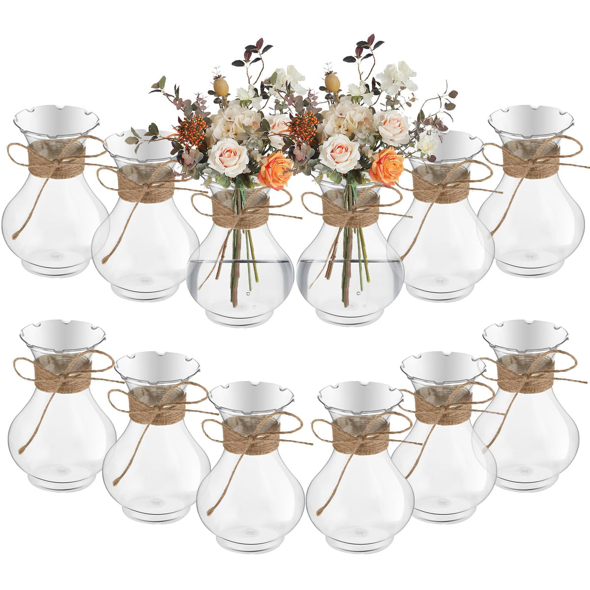 Bokon small vase centerpieces set of 12 in clear plastic for elegant table decor