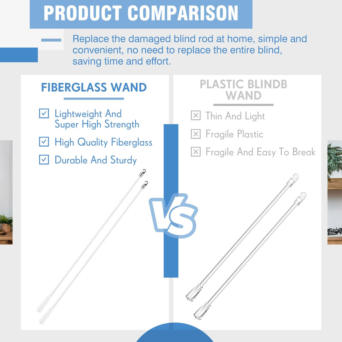 Bokon vertical blind wand with handle enables smooth tilt