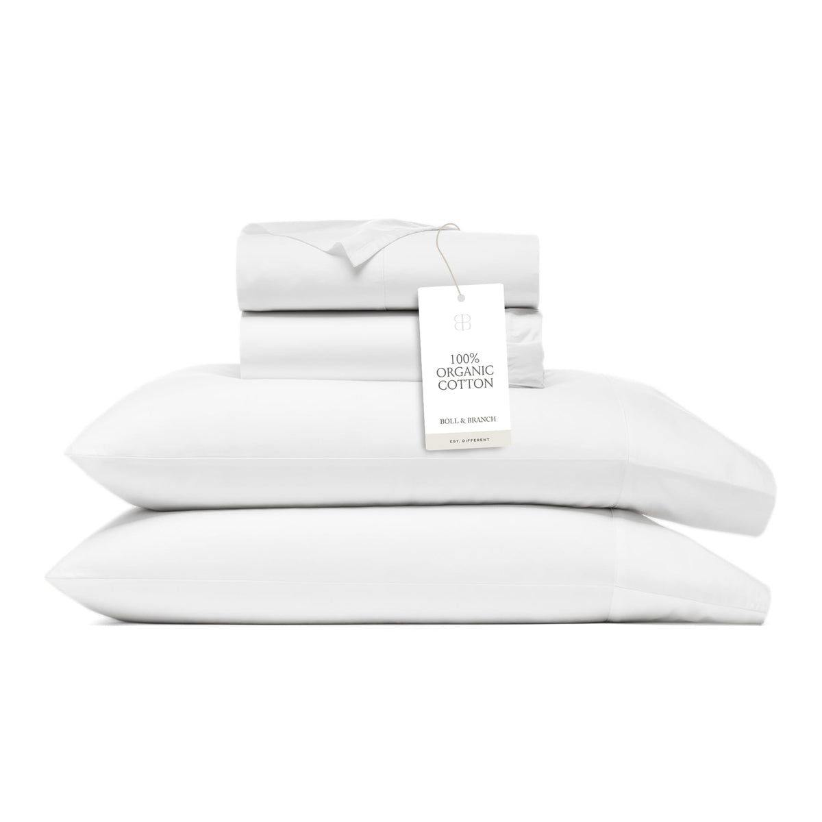 BOLL & BRANCH Signature Hemmed Sheet Set king flat sheet; breathable organic cotton for all-night comfort.
