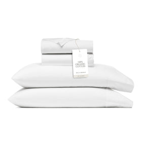 BOLL & BRANCH Signature Hemmed Sheet Set Queen flat sheet closeup showing buttery softness