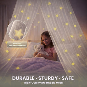Star details secured by thermal printing for durable sparkle on Bollepo canopy.