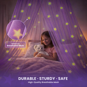 Bollepo flame-retardant polyester canopy offers safe airflow for cozy sleep spaces.
