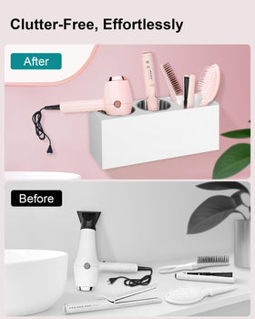Bollmisde dryer holder with heatproof cups protects surfaces during styling.