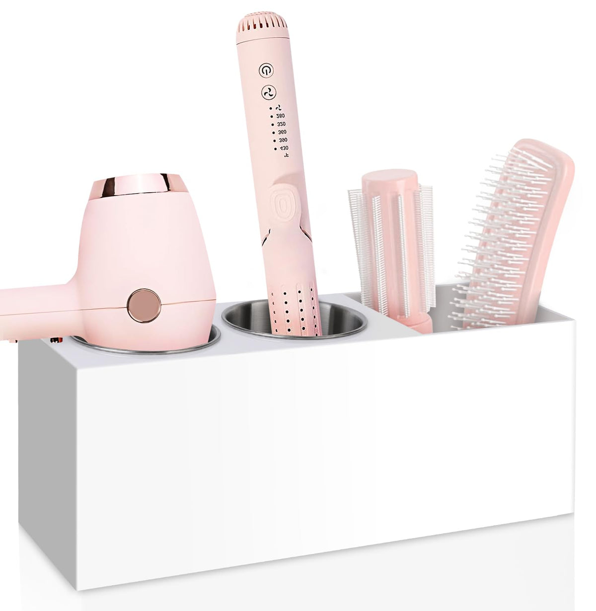 Bollmisde hair tool organizer front view for easy access and tidy counters.