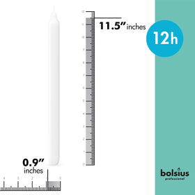 Bolsius 11-5 inch white candles with 1-inch base for steady flame.