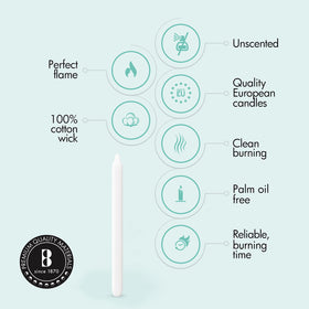 Bolsius dripless household candles for clean dining experiences.