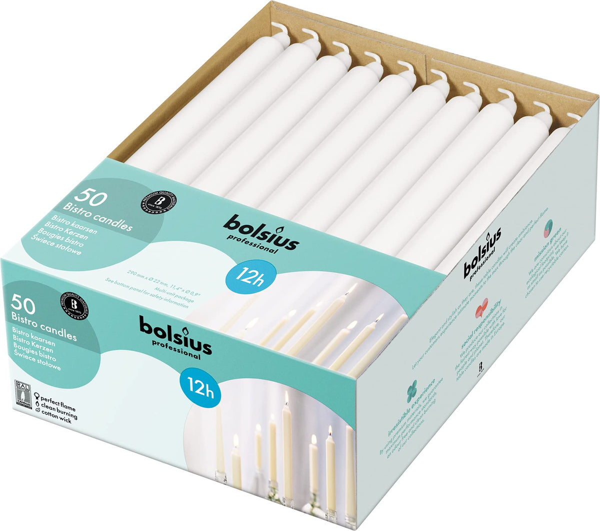Elegant Bolsius dining candle setup enhances table atmosphere.