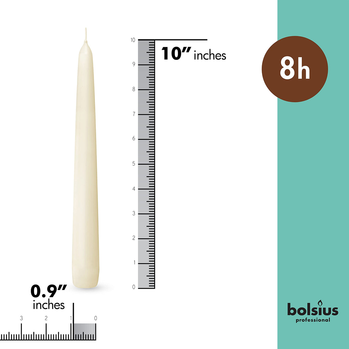 Bolsius Ivory taper on a holder for a clean, dripless glow