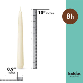 Bolsius Ivory taper on a holder for a clean, dripless glow