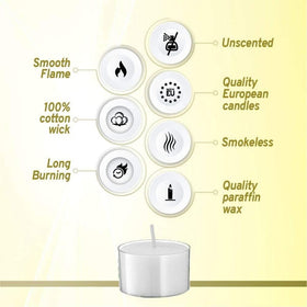 Bolsius unscented tea lights enhance home decor and spa settings safely.