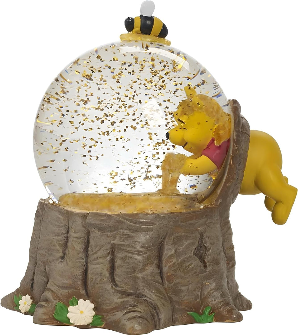 BOLTCORRSE Pooh Bear musical snow globe with honey scene, ideal for shelf display.