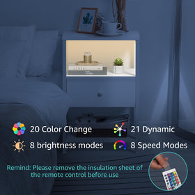 BOLUO modern white nightstand creates organized bedroom ambience.