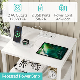 BOLUO Nightstand dual AC outlets expand bedside charging options.