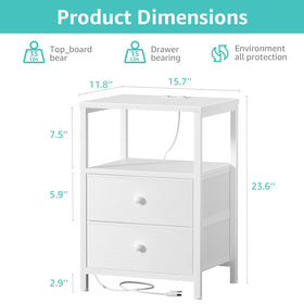 BOLUO Nightstand with dual USB ports keeps devices charged at night.