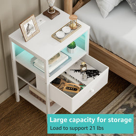 BOLUO nightstand open shelf stores books and essentials.