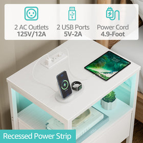 BOLUO nightstand top surface supports items up to 35 pounds.