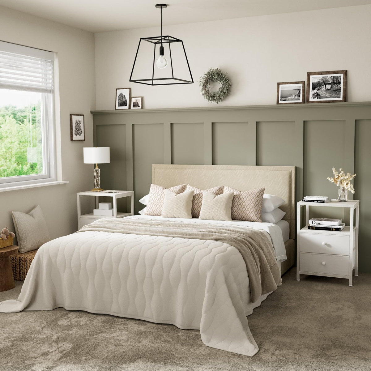 Wood grain front detail adds a modern touch to the BOLUO nightstand.