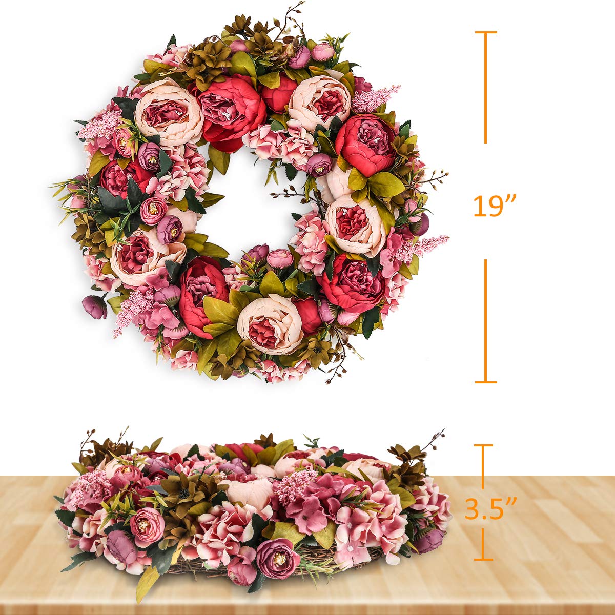 BOMAROLAN wreath used as wedding or stage décor backdrop