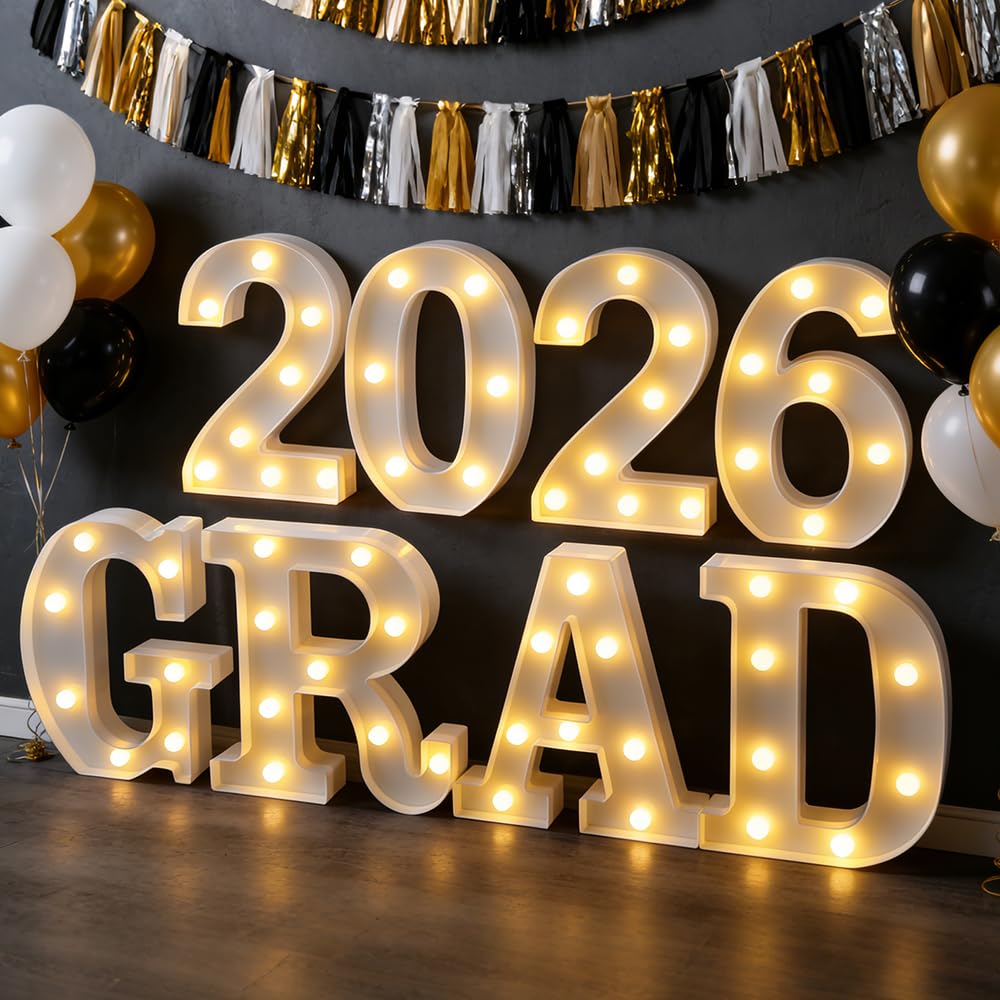 Bomivix graduation LED letters display bright glow for milestone celebrations.