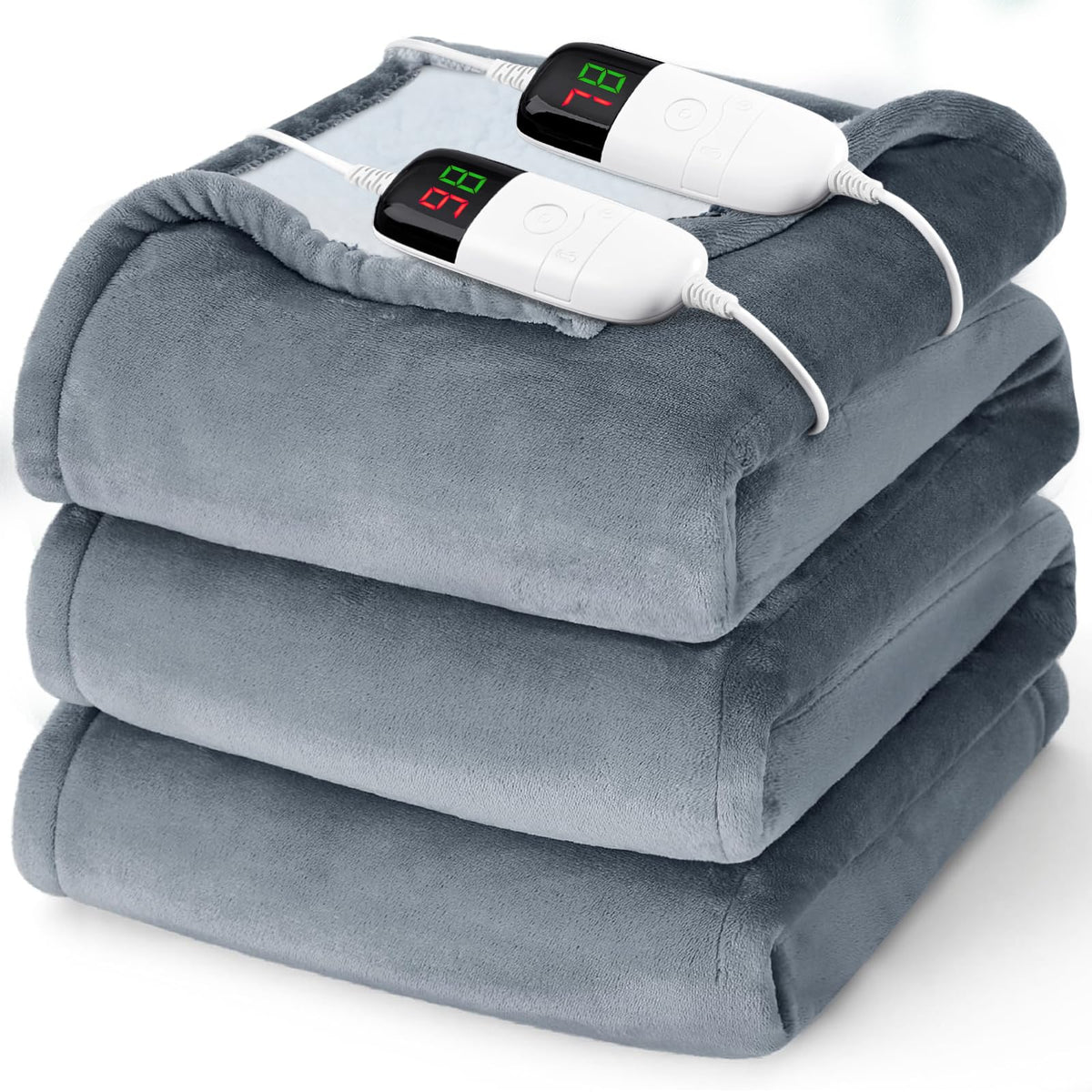 BOMOVA queen-size heated blanket folded for cozy warmth