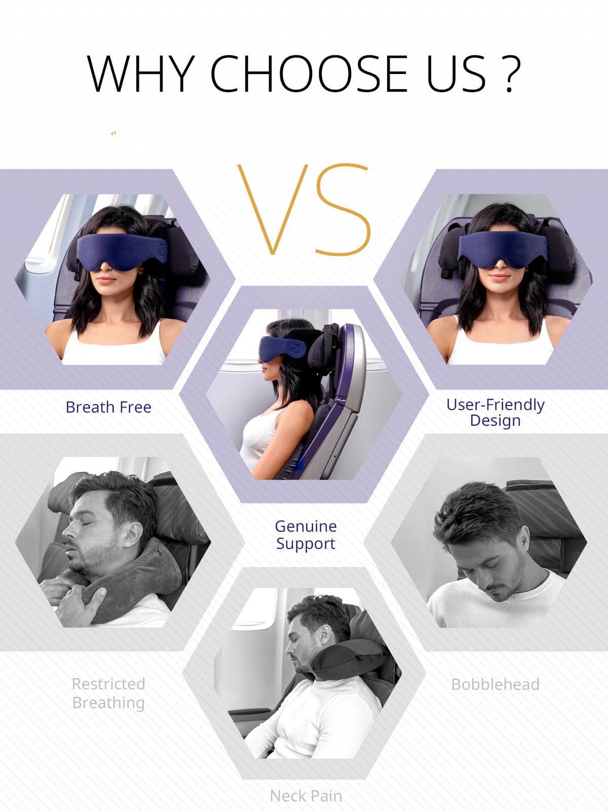 Bonairest B02 round-edge pillow strap providing head stability during travel