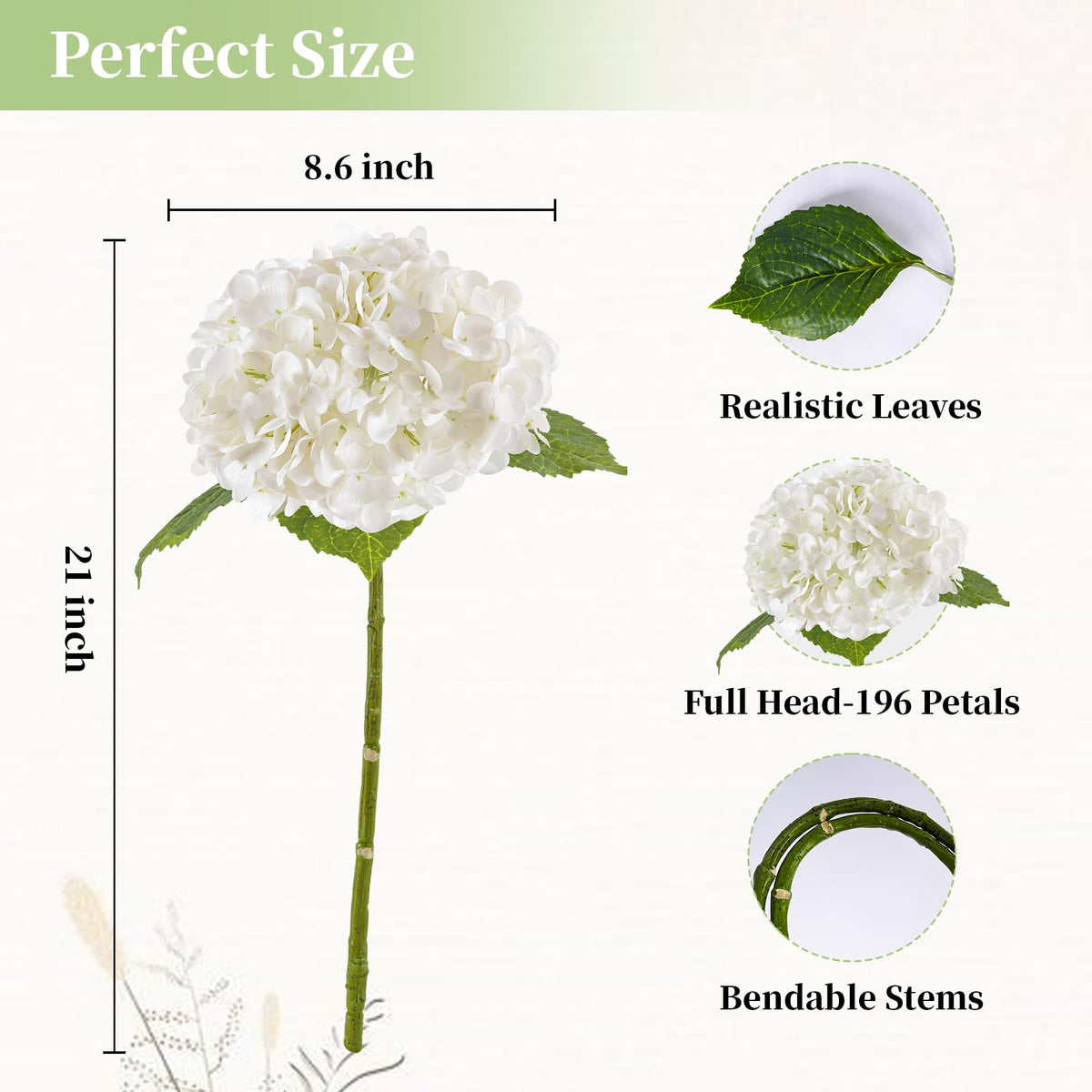 BonBloom's faux hydrangea arrangements suit tables, bouquets, and decor.