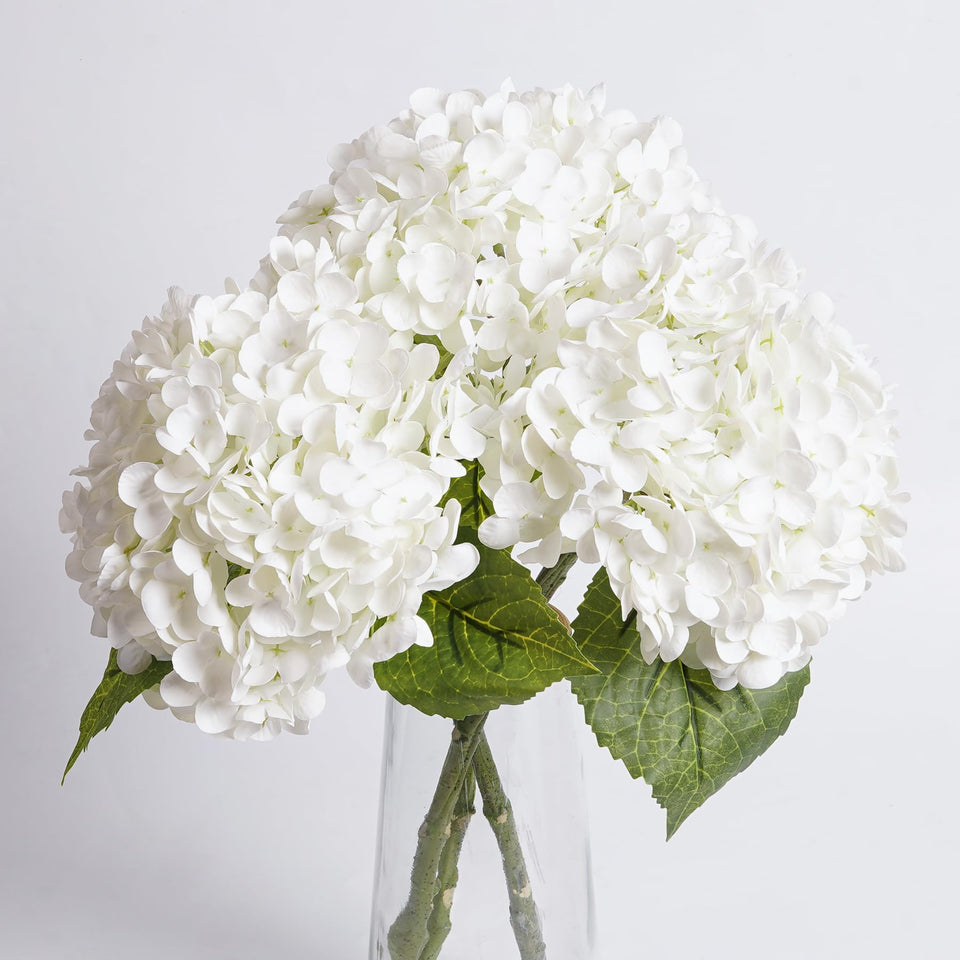 BonBloom's white hydrangea artificial flowers with full heads for elegant centerpieces.