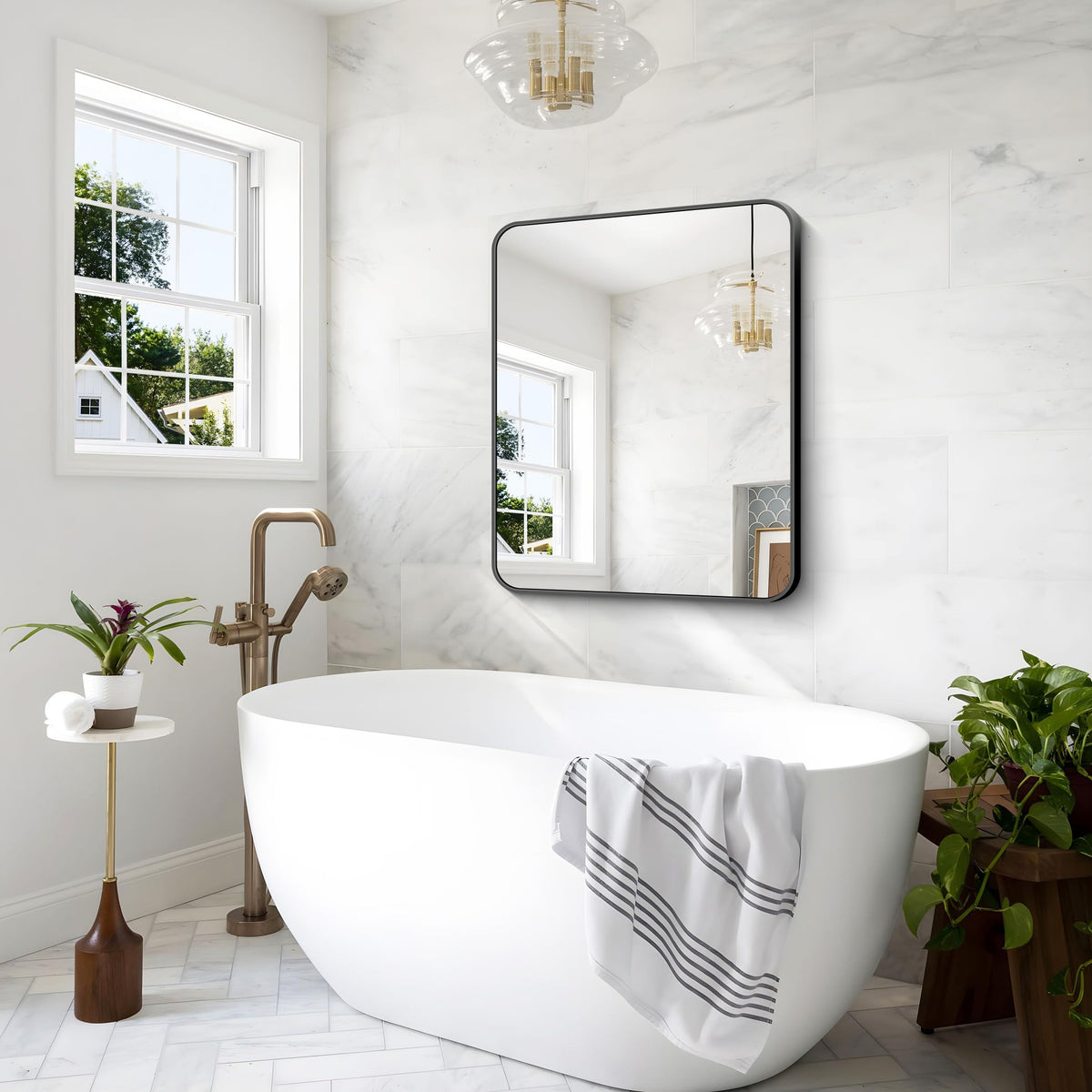 Bonewei wall-mount mirror suits bedrooms or living rooms above vanities.