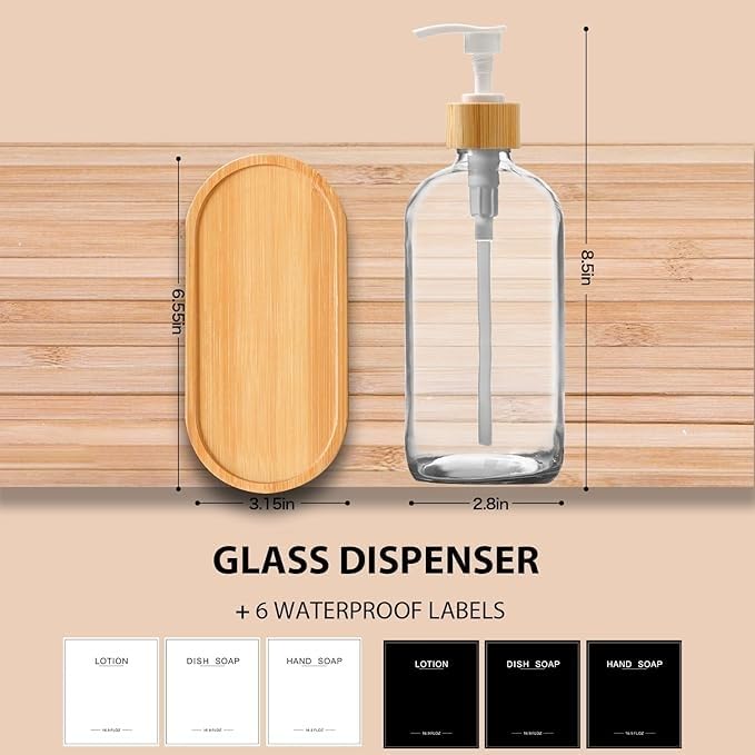 BONLONG hand soap dispenser featuring bamboo pump for easy, mess-free refills
