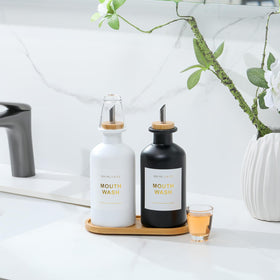 Bonlong pour spout delivers controlled dispensing with bamboo and metal.