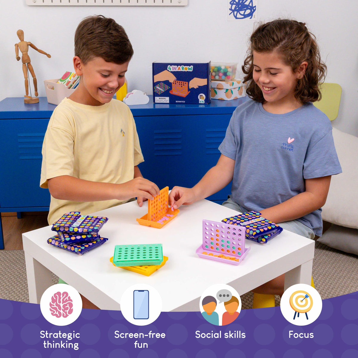 BONNYCO 4 in a Row screen-free toy keeps kids engaged away from screens
