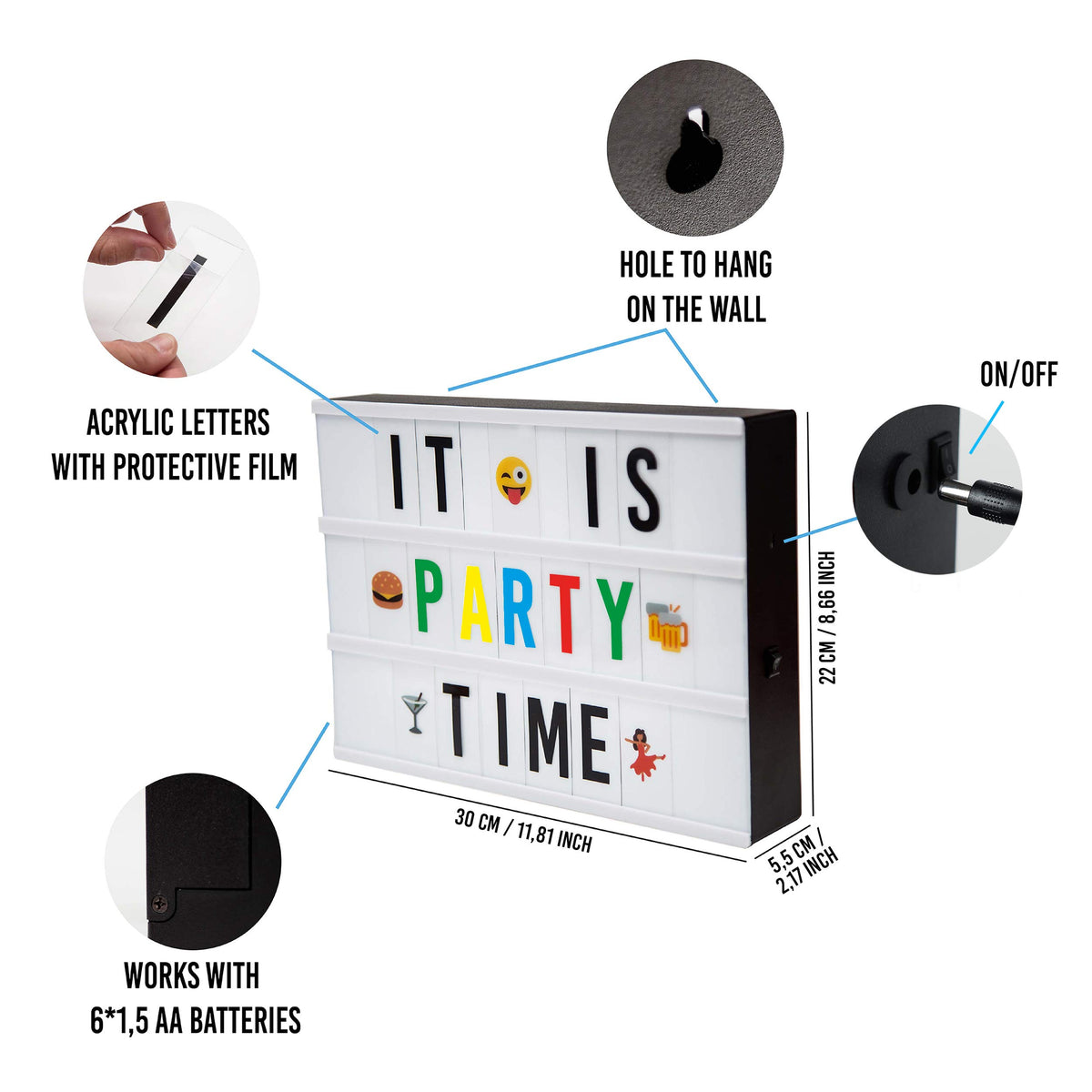 BONNYCO cinema light box powered by USB or batteries for flexible use
