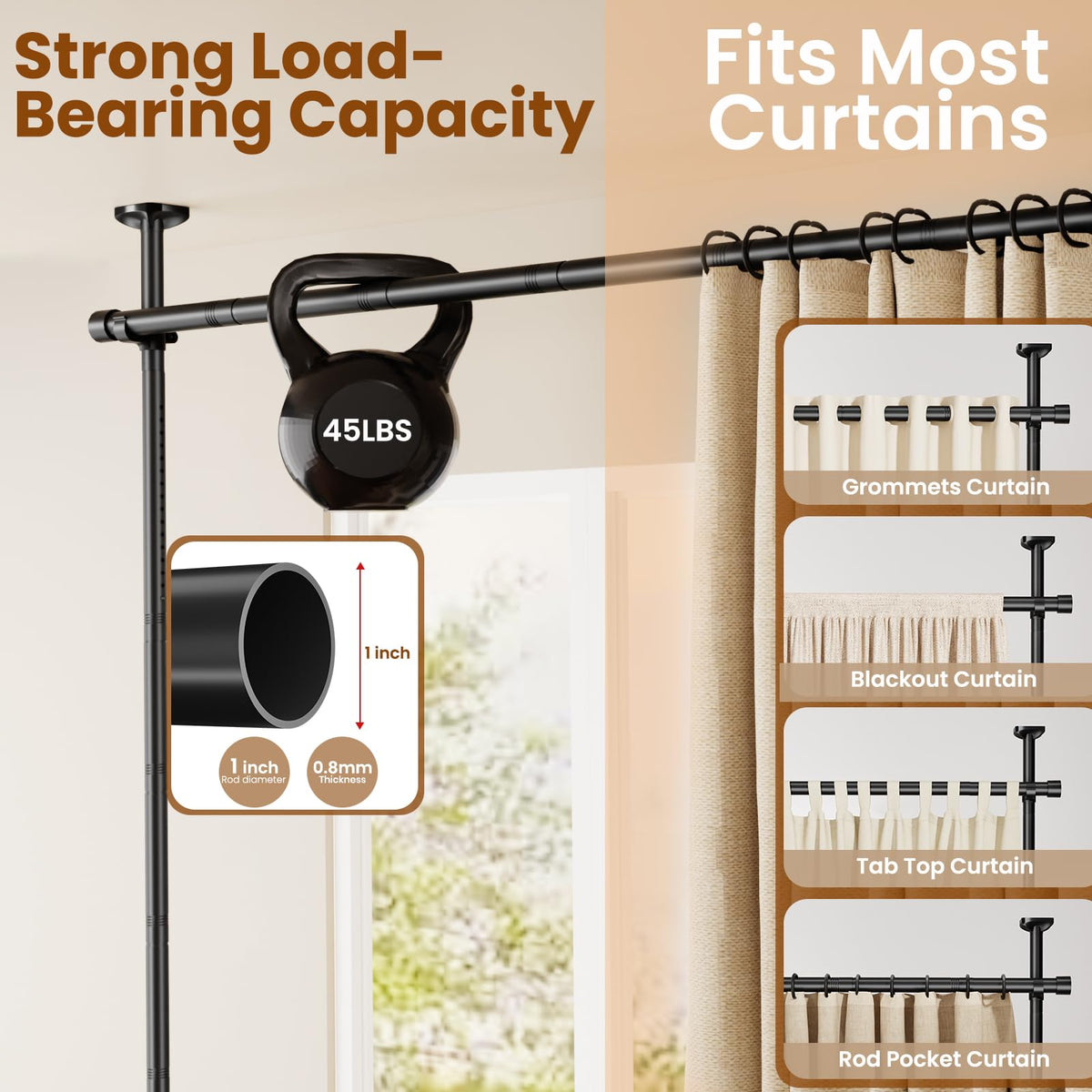 Bonpally adjustable height 4ft-10ft fits various ceilings