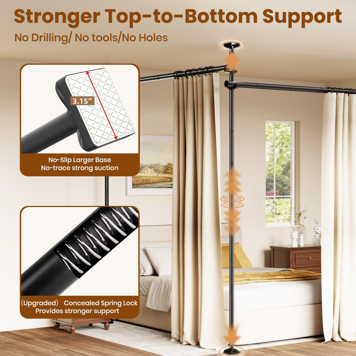 Bonpally adjustable width height system from 28 to 114 inches fits multiple spaces.