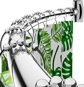 Bonpally curved shower rod chrome assembly showing space-saving curved design