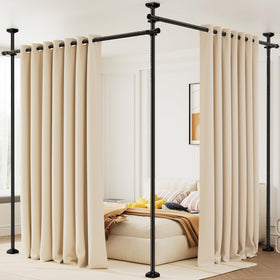 Bonpally room divider rod, no drill setup for rental spaces.