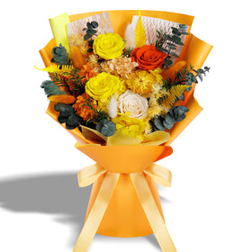 Bonsion fall flowers bouquet orange preserves lasting color for autumn decor.