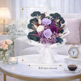 Bonsion long-lasting preserved rose bouquet displayed in a cozy living space.