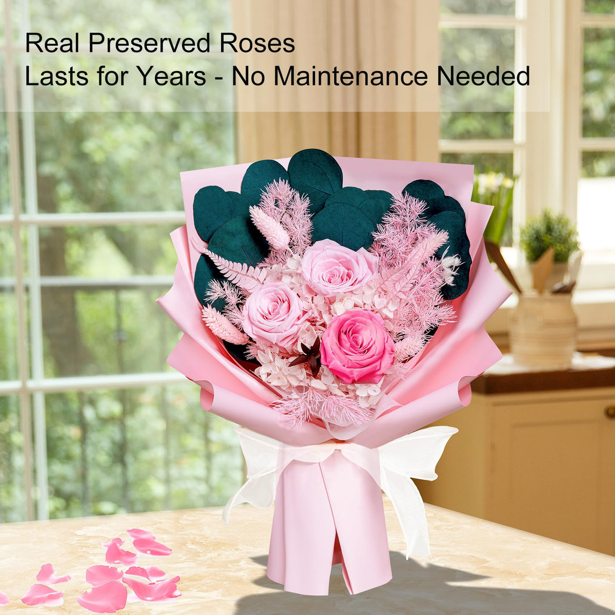 Bonsion preserved bouquet requires no water and little maintenance